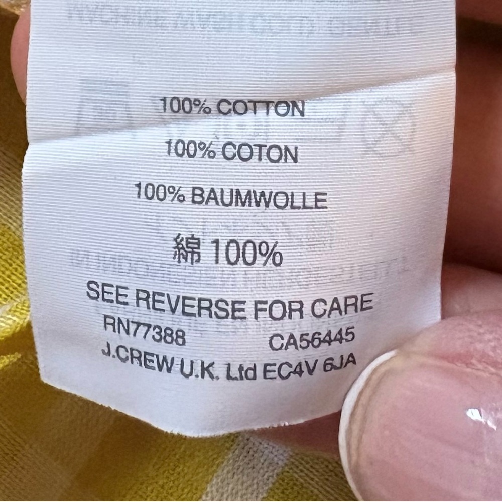J.Crew Pintuck Yellow Gingham Blouse Ruffle Neck Long Sleeve Sz 2P💛 - Picture 9 of 11
